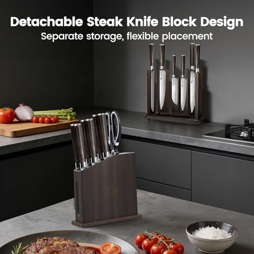 SYOKAMI 15-Piece Kitchen Knife Set with Magnetic Block