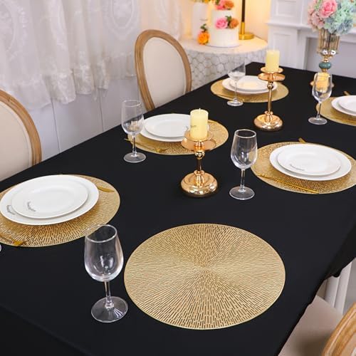 Round Placemats Gold Metallic Set of 6 Vinyl Hollow Placemats 15 Inch