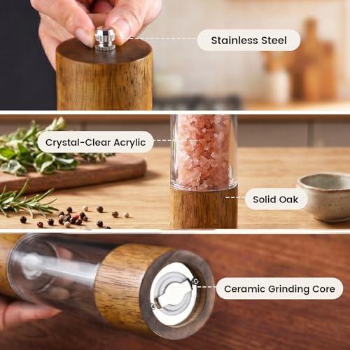Wood Manual Salt and Pepper Grinder Set, Brown