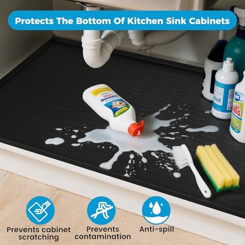 URMONA Waterproof Silicone Under Sink Mat, 22 x 14 in
