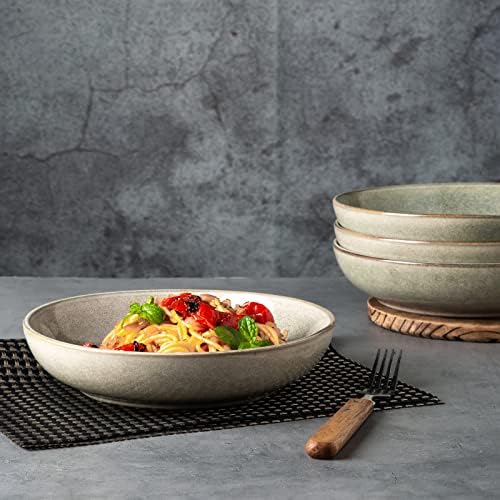 AmorArc 8.5’’ Ceramic Pasta Bowls Set of 4, 36oz Large Stoneware Bowls