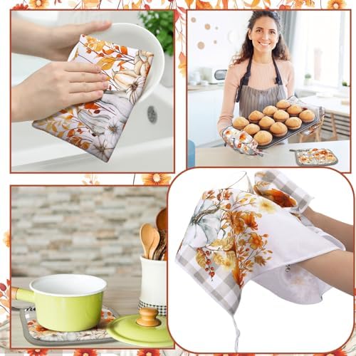 Leinuosen 6-Pack Fall Thanksgiving Kitchen Decor Set, Flower