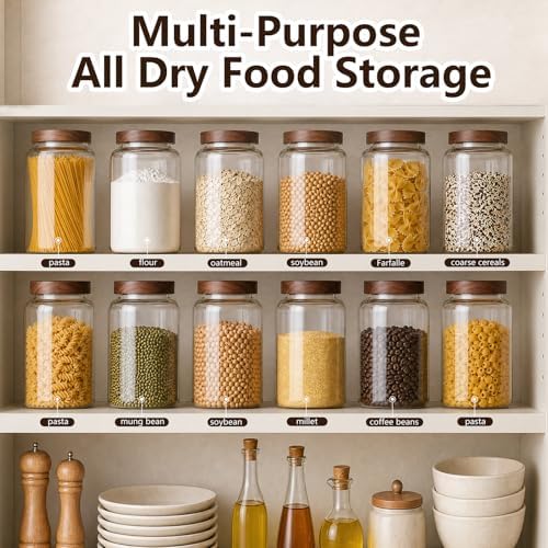 Joypeace 2 Pack 1.2 Gallon Large Glass Jars with Airtight Screw-On