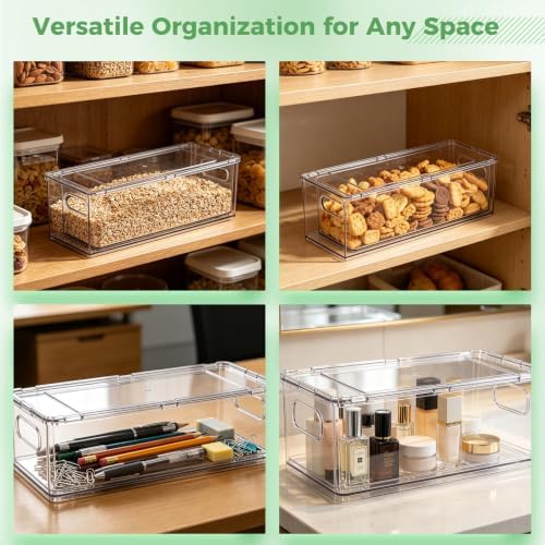2 Pack Fridge Drawer Pull Out Stackable Bins, 13.4 x 5 x 4.3 in