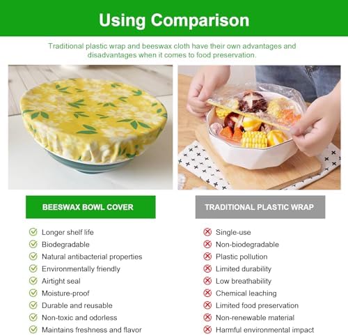 Reusable Beeswax Bowl Covers - Food Cover Stretch Edging, Stretchable