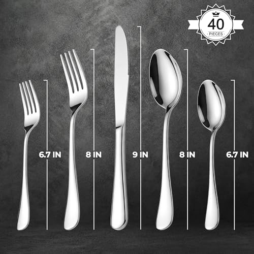 LIANYU Silverware Flatware Set for 8, 40 Piece Stainless Steel Cutlery Set