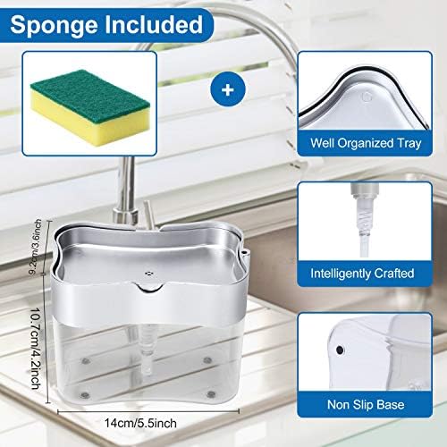 Soap Dispenser with Added Features for Kitchen - Sponge Holder Sink