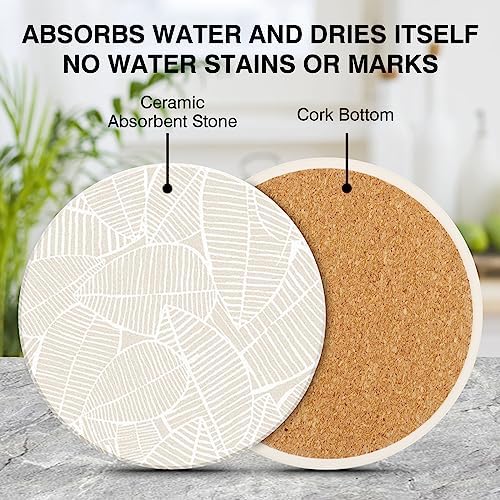 Ceramic Absorbent Table Coasters Set of 2 - Heat-Resistant Desk Cup