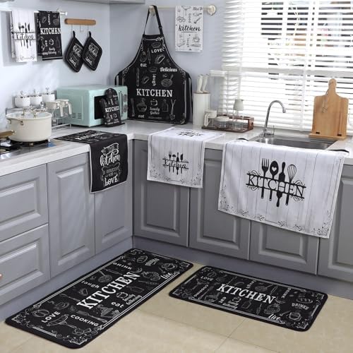 Fourluoo 12-Piece Farmhouse Kitchen Set, Towels and Apron