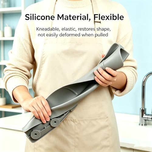 Kitchen Sink Splash Guard, Silicone, Self-Draining, with High Splash