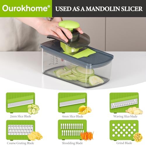 Ourokhome 10-in-1 Mandolin Slicer with Spiralizer