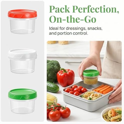 EONJOE 2oz Airtight Small Plastic Food Storage Containers with Lids