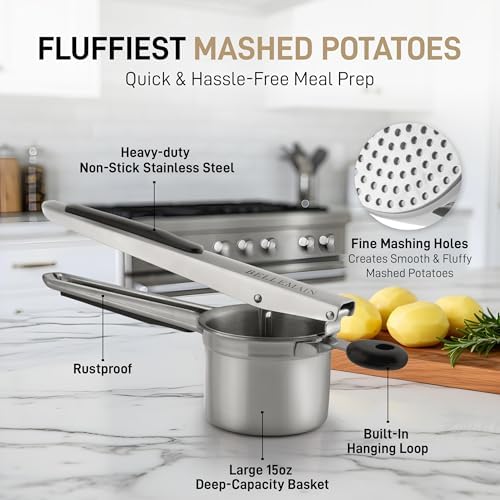 Bellemain Stainless Steel Potato Ricer Mashed Potato Masher - Black