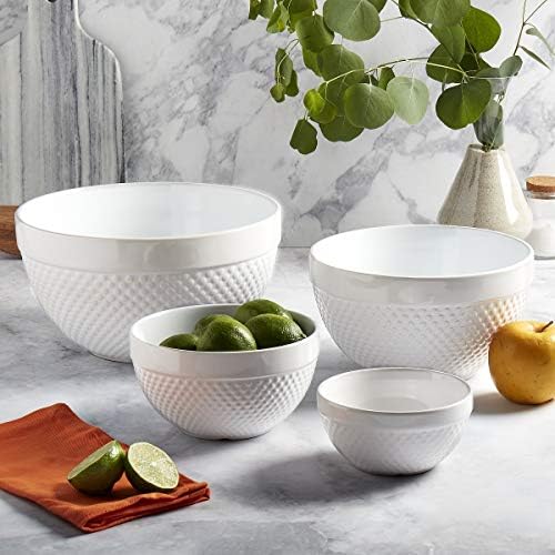 TTU Tabletops Gallery Hobnail Style 4 Piece Classic White Stoneware