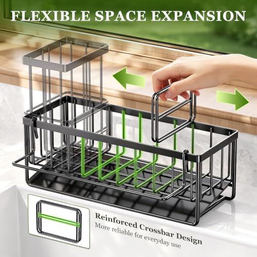 Sponge Holder for Kitchen Sink, 9.65 x 3.74 x 6.3, Black