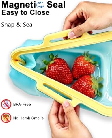 Reusable Silicone Food Storage Bags, No Harsh Smells, 6-Cup / 50 oz