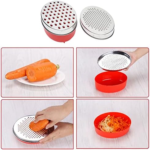 Cheese Grater with Container and Lid, 2 Blade Compact Kitchen Grater