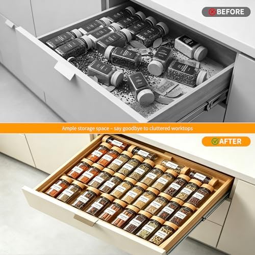 Bamboo Spice Drawer Organizer Expandable