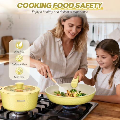 21 Pcs pots and Pans Set, Ceramic Nonstick Cookware Set Detachable