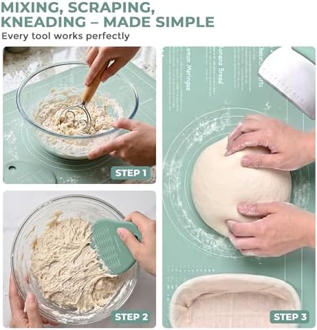 Sourdough Starter Kit, Round & Oval Banneton Baskets, Starter Jar