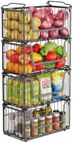 4 Pack Foldable Wire Storage Baskets