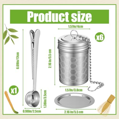 6 Pcs Tea Infuser with Scoop, Strainer Extra Fine Mesh for Loose Tea