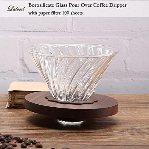 Lalord Pour Over Coffee Dripper with 100 pcs Size 02 Paper Filter