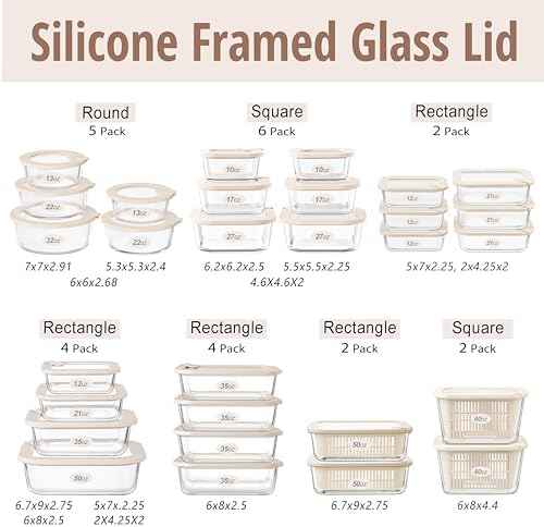 Urban Green Glass Food Storage Containers with Glass Lids, Microwave