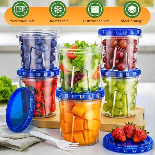 HOMETALL Freezer Storage Containers, [6 Pack-24 Oz] Airtight Plastic