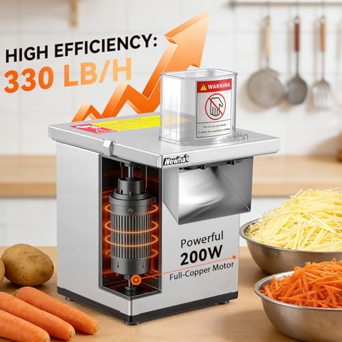 Newhai 4-in-1 Commercial Veggie Processor, 330lb/h