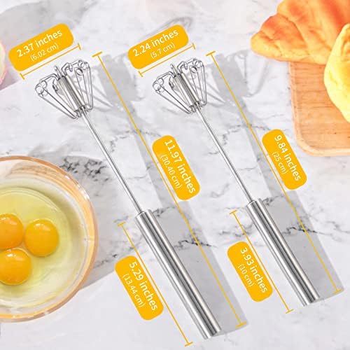 Newness Egg Whisk, [2 Pack 10in & 12in] Stainless Steel Hand Push