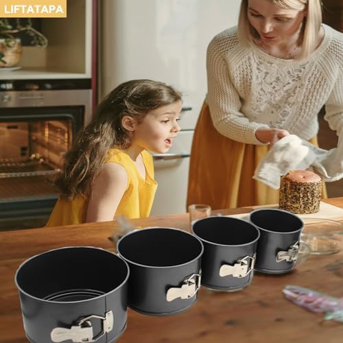 4Pcs Springform Pan (4inch, 5inch, 6inch, 7inch), Non-stick Cake Tin