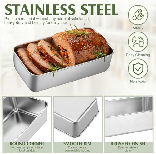 10 Pack Stainless Steel Loaf Pan Set 9 x 5 Inch Bread Baking Pans