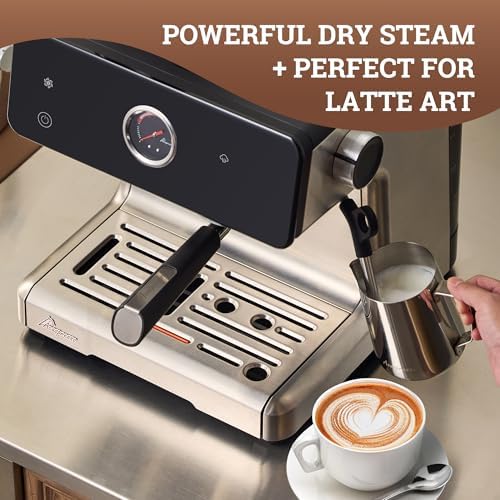 15 Bar Espresso Machine with Grinder, Stainless Steel