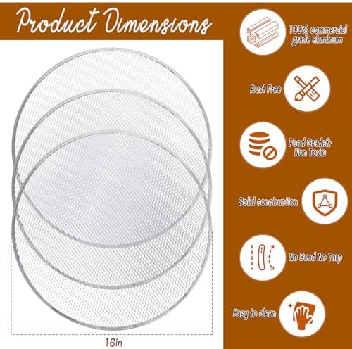 3 Pcs Pizza Screen, 16 Inch Pizza Pan for Oven, Nonstick Pizza Tray