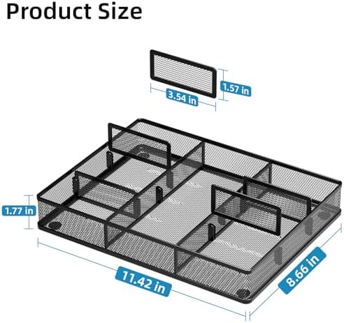 Marbrasse Desk Drawer Organizer, Metal Mesh Drawer Organizer Tray with