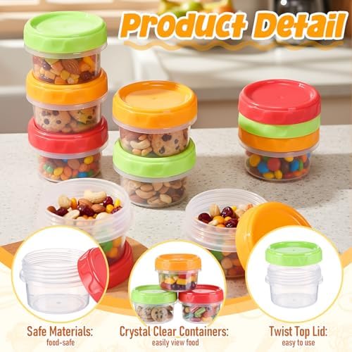 48 Packs 2 oz Reusable Small Plastic Containers Bulk with Leak Proof