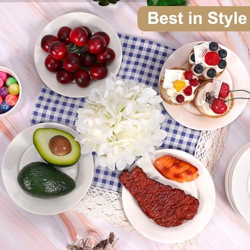 12 Pcs Porcelain Dessert Plates, 8 In Small Appetizer Plates, White