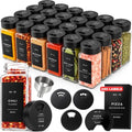 EDELHAUS Glass Spice Jars with Label and Black Sprinkle Lids