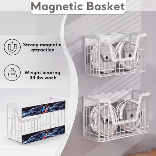 2 Set White Magnetic Spice Rack for Refrigerator
