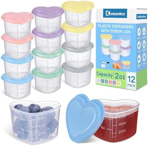 12pcs 2 oz Salad Dressing Container Heart-Shaped, Mini Condiment