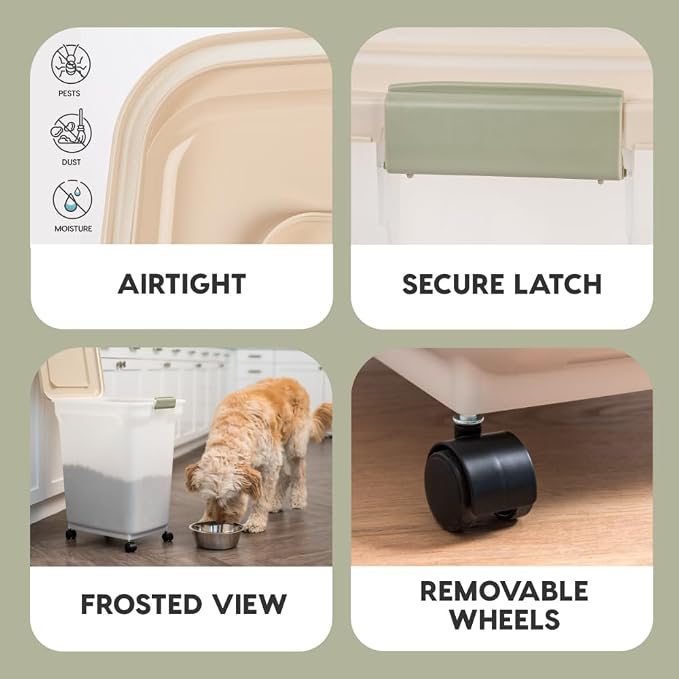 IRIS USA Airtight Dog Food Storage Container, WeatherPro, Removable Wheels - Image 5