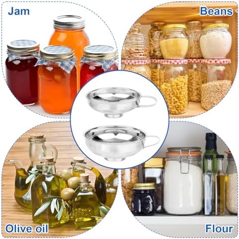 8pcs Food Canning Funnels Set for Wide Mouth & Regular Mason Jars, 3