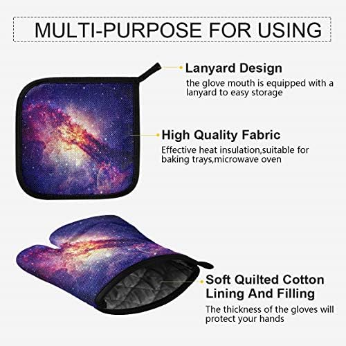 QMXO Galaxy Universe Space Star Oven Mitts Quilted Cotton Lining
