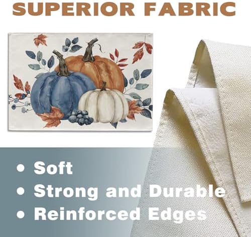 Fall Blue White Pumpkin Placemats Set of 4