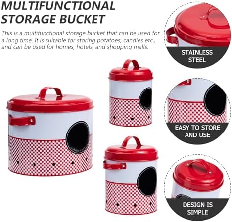 Potato Storage Buckets and Lids 3 Pcs with Vent Design Stainless Steel