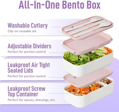 KARRICO Double Bento Box, 67oz, Dusty Pink