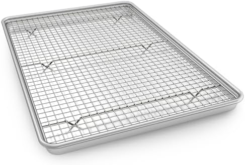 Half Sheet Pans with Rack Set, 18 Inch Commercial Quality Baking Sheet
