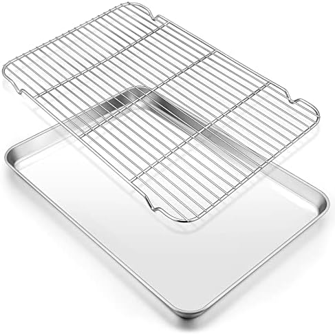 Large Baking Sheet with Rack Set, E-far 20”x14” Stainless Steel Cookie