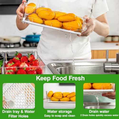 4 Pack Fruit Storage Containers with Pull-Out Organizer Bins
